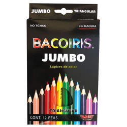 LAPIZ DE COLOR LARGOS JUMBO BACOIRIS 12PZ