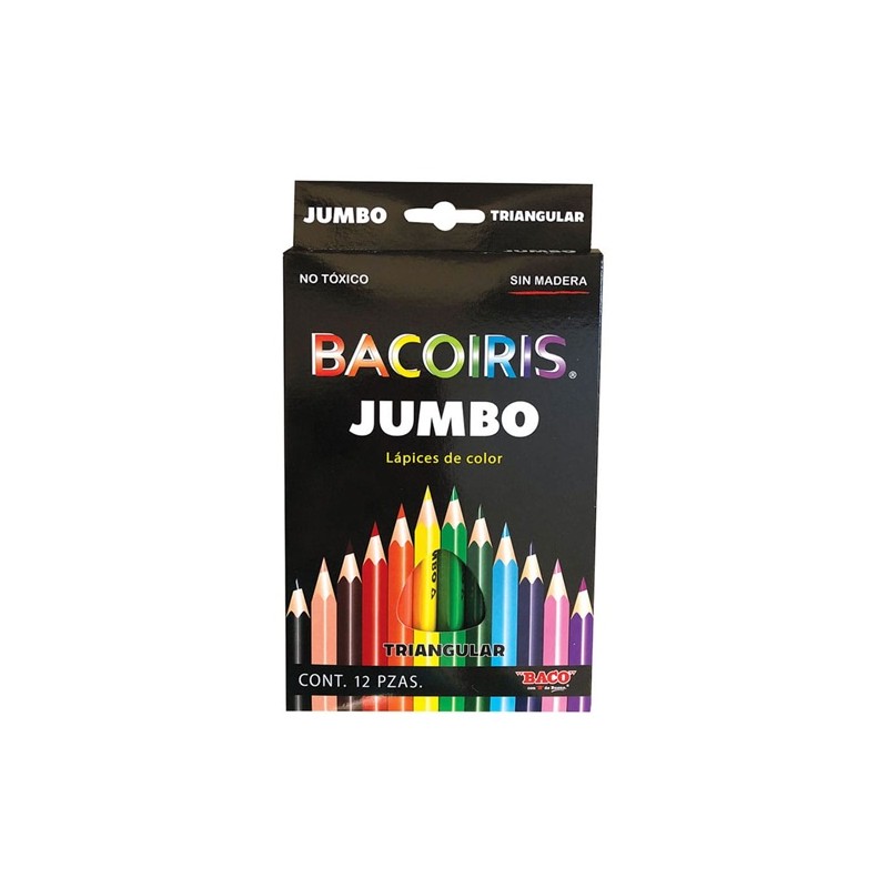 LAPIZ DE COLOR LARGOS JUMBO BACOIRIS 12PZ