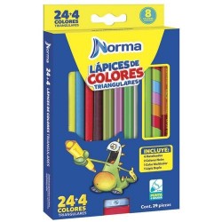 LAPIZ DE COLOR NORMA TRIANGULAR 24+4 PZ