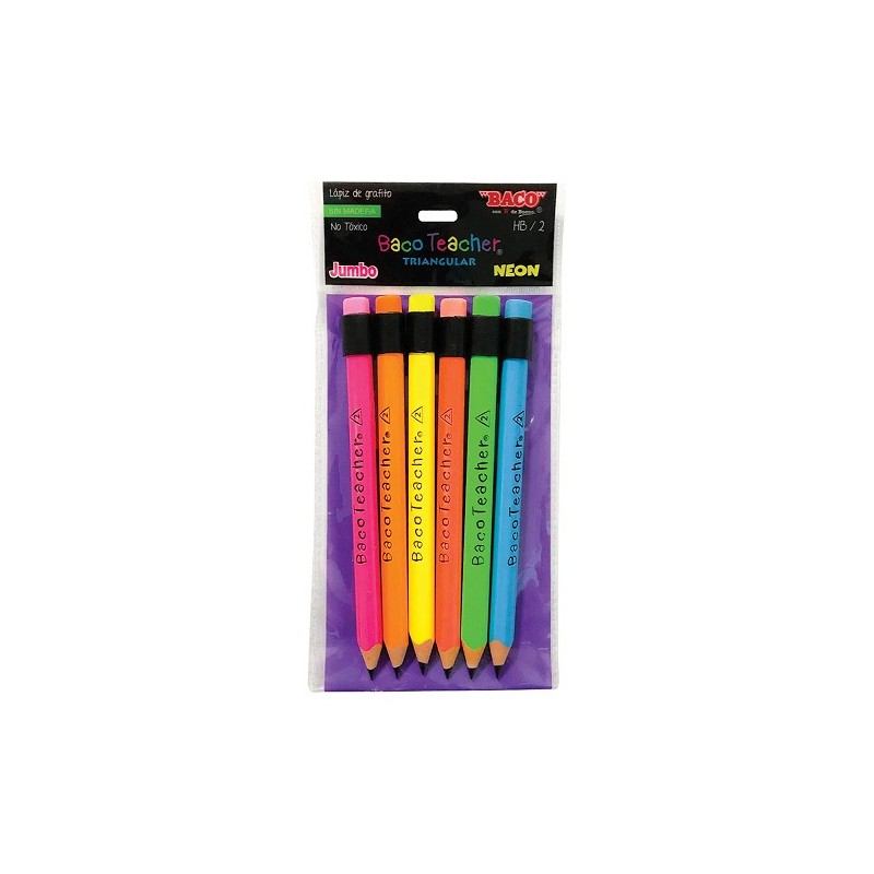 LAPIZ ENTRENADOR BACOTEACHER NEON 6PZ