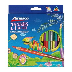 LAPIZ DE COLOR TRIANGULAR DOBLE PUNTA 24PZ