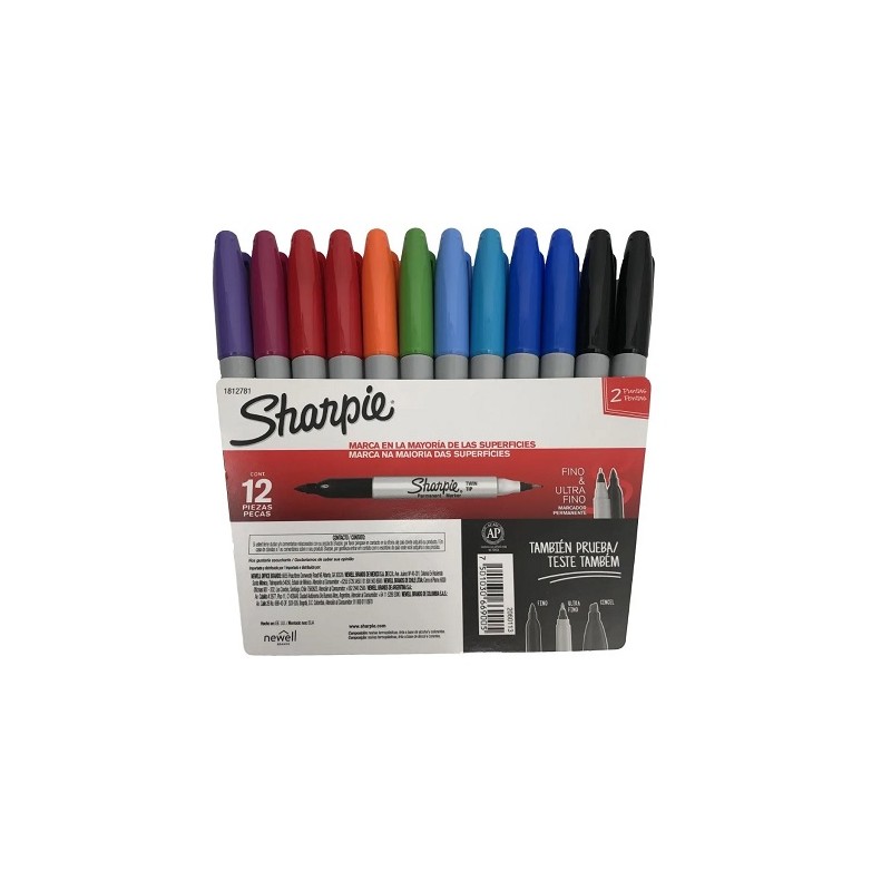 MARCADOR PERMANENTE PUNTA DOBLE TWIN SURTIDO 12PZ