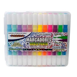 MARCADORES DOBLE PUNTA 12PZ PASTEL/NEON