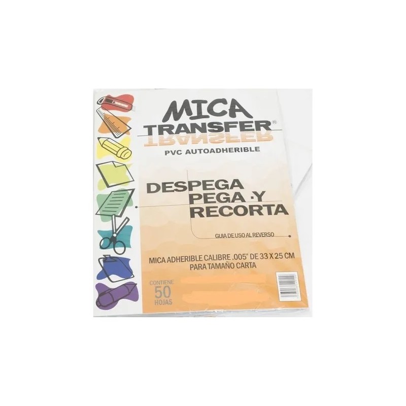 MICA ADHESIVA TRANSFER CARTA 50PZ