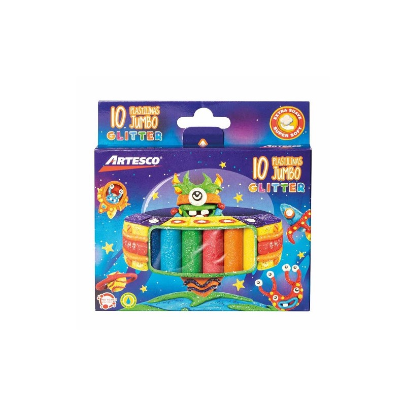 PLASTILINA JUMBO CON GLITTER 10PZ