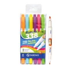 RESALTADOR DOBLE PUNTA FLOURESCENTES SURTIDO 6PZ