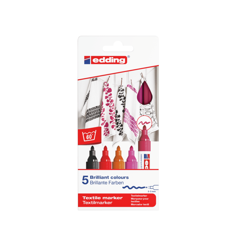 ROTULADOR TEXTIL P.CONICA 2-3MM 5 COLORES