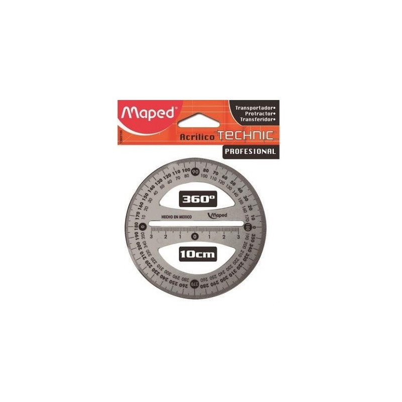 TRANSPORTADOR ACRILICO TECHNIC 360°/10CM