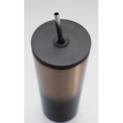 Vaso Con Popote Plateado