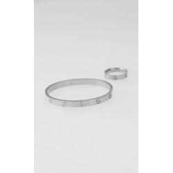 Set Pulsera Y Anillo Plateado