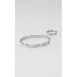 Set Pulsera Y Anillo Plateado