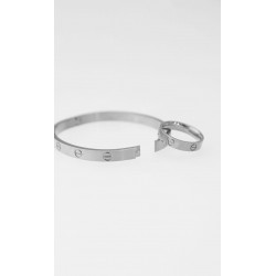 Set Pulsera Y Anillo Plateado