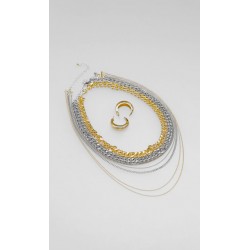 Collar Multicadena Y Aretes