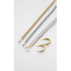 Collar Multicadena Y Aretes