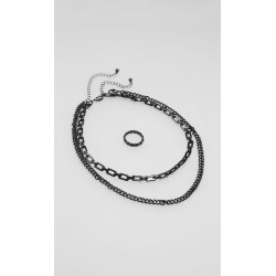 Set Collar Y Anillo Negro
