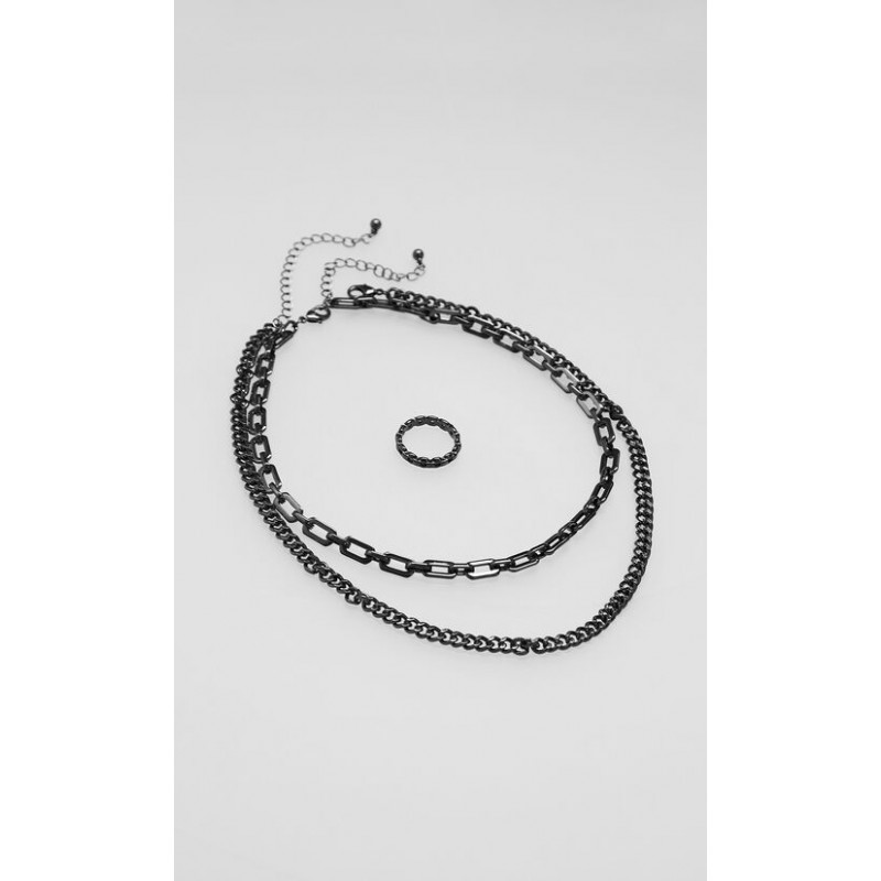 Set Collar Y Anillo Negro