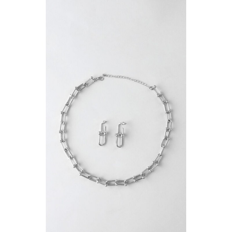 Set Collar Y Aretes Eslabones