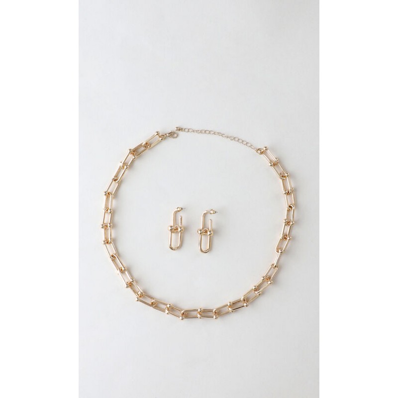 Set Collar Y Aretes Eslabones