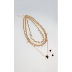 Set Collar y Aretes Corazones