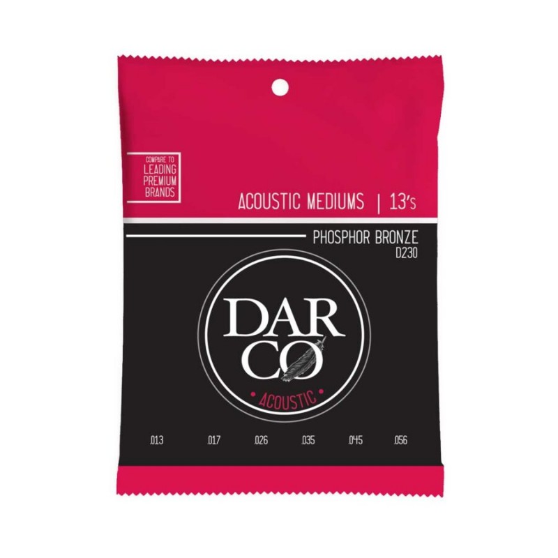Cuerdas Darco para Guitarra Acústica 6-String Med., 92/8 Phosphor Bronze
