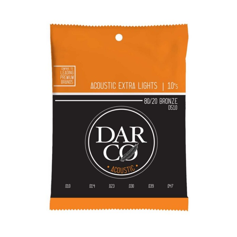 Cuerdas Darco para Guitarra Acústica 6-String XL, 80/20 Bronze