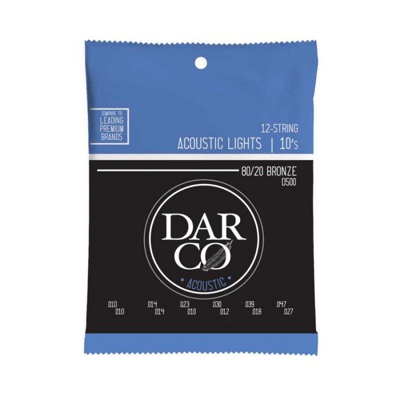Cuerdas Darco para Guitarra Acústica 12-String Light, 80/20 Bronze