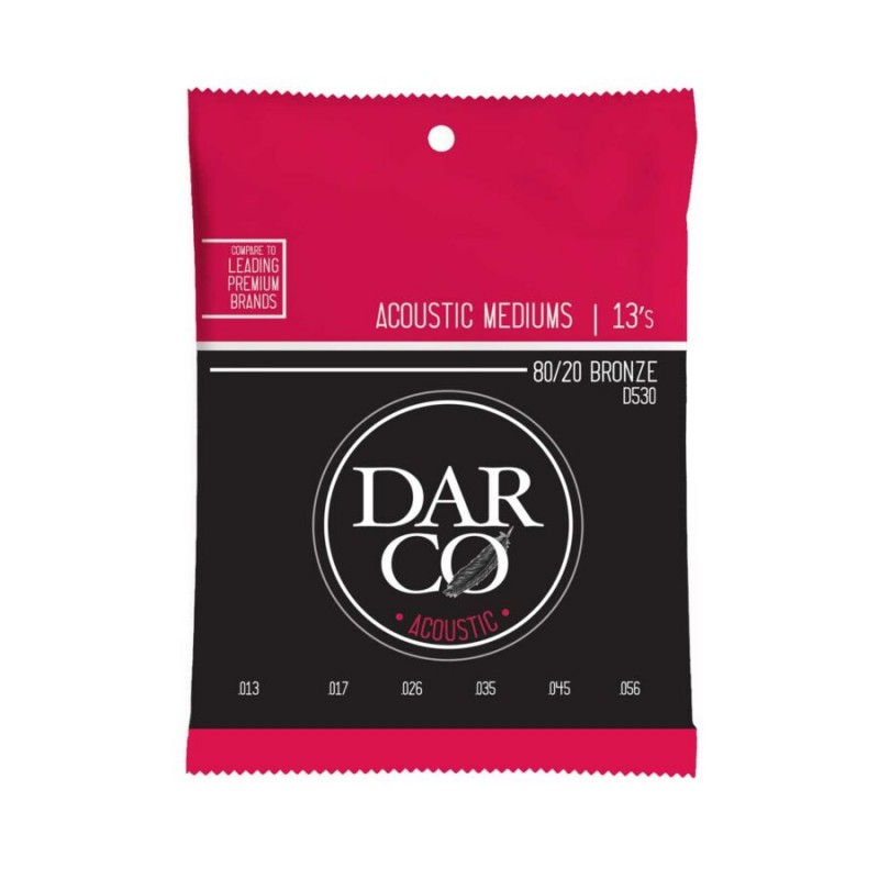 Cuerdas Darco para Guitarra Acústica 6-String Med., 80/20 Bronze