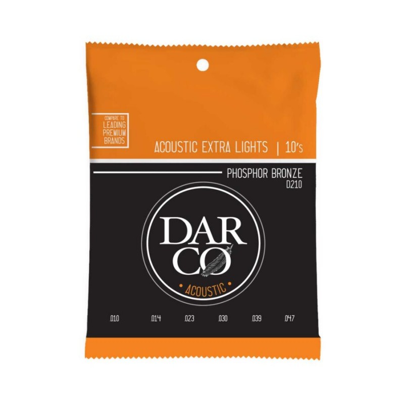Cuerdas Darco para Guitarra Acústica 6-String XL, 92/8 Phosphor Bronze