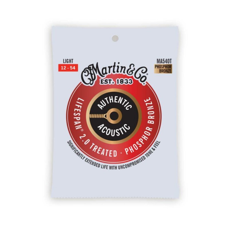 Cuerdas Martin para Guitarra Acústica Authentic Treated, Light, 92/8