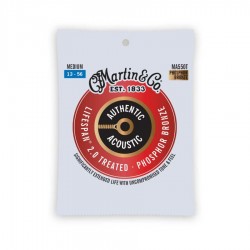 Cuerdas Martin para Guitarra Acústica Authentic Treated, Medium, 92/8