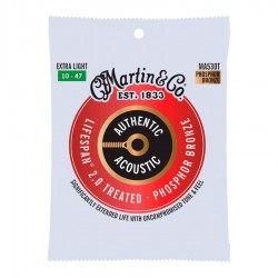 Cuerdas Martin para guitarra acústica MA535T, 2.0 tratadas EXTRA LIGHT