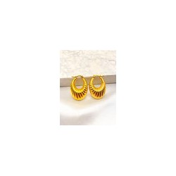 Arracada Ovalo Rayado Acero