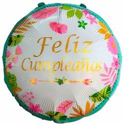 Globo de cumpleaños flores...