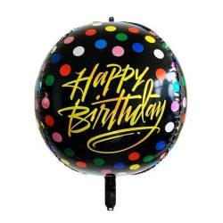 Globo orb negro Happy Birthday