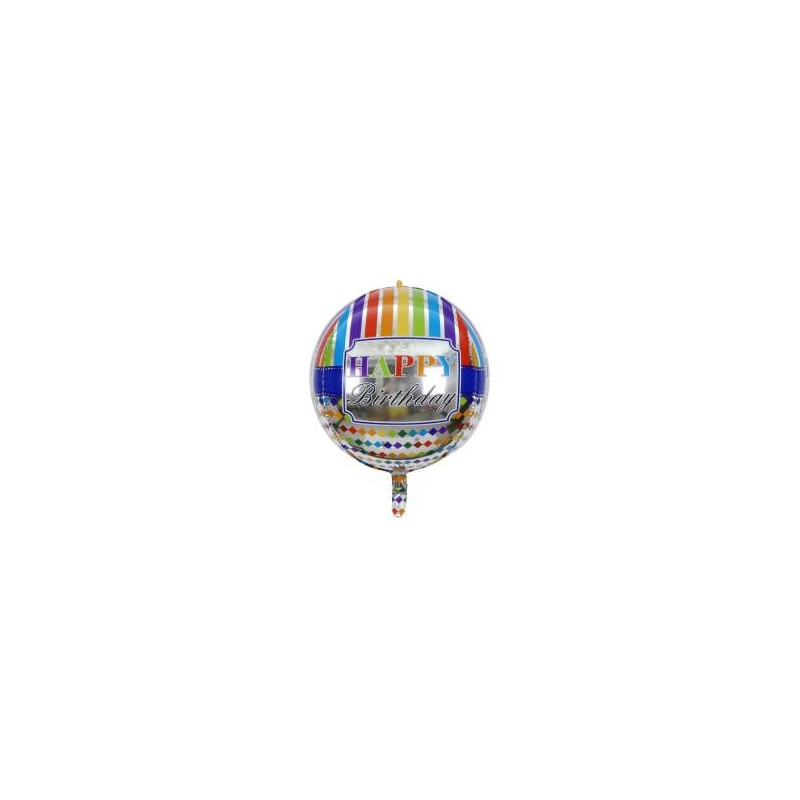 Globo orb Rayas Happy Birthday