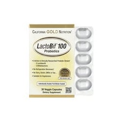 California Gold Nutrition, Probióticos LactoBif100, 100.000millones de UFC, 30cápsulas vegetales