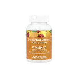 California Gold Nutrition, Gomitas con vitaminaD3, Limón, naranja y fresa, 2000UI, 90gomitas vegetales (1000UI por gomita)