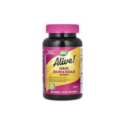 Nature's Way, Alive!, Gomitas para el cabello, la piel y las uñas, Fresa, 60gomitas