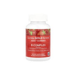 California Gold Nutrition, Gomitas con complejo de vitaminasB, Fresa, 45gomitas vegetales