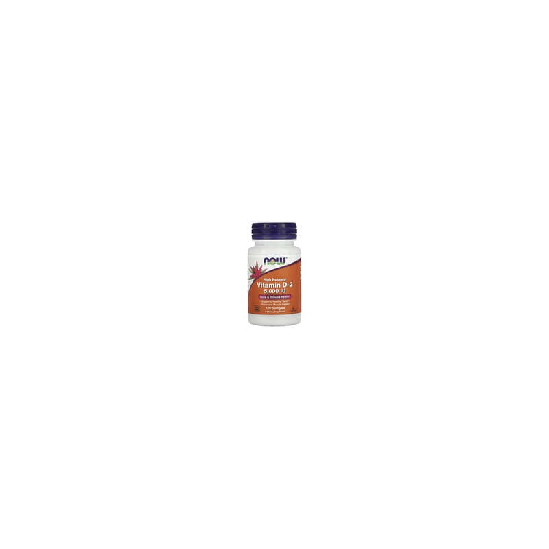 NOW Foods, VitaminaD3, Alta potencia, 5000UI, 120cápsulas blandas