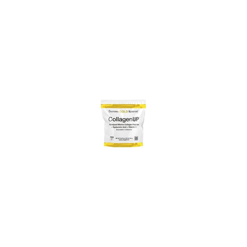 California Gold Nutrition, CollagenUP®, Péptidos de colágeno marino hidrolizado con ácido hialurónico y vitaminaC, Sin sabor, 46