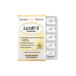 California Gold Nutrition, Probióticos LactoBif5, 5000millones de UFC, 60cápsulas vegetales