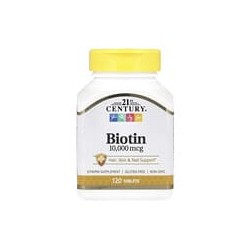 21st Century, Biotina, 10.000mcg, 120comprimidos