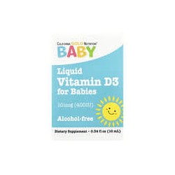 California Gold Nutrition, VitaminaD3 para bebés en gotas, 10mcg (400UI), 10ml (0,34oz.líq.)
