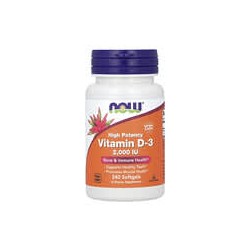 NOW Foods, VitaminaD3, Alta potencia, 2000UI, 240cápsulas blandas