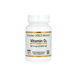 California Gold Nutrition, VitaminaD3, 50mcg (2000UI), 90cápsulas blandas de gelatina de pescado