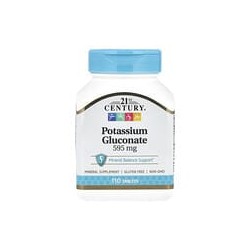 21st Century, Gluconato de potasio, 595 mg, 110 comprimidos
