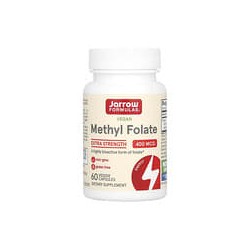 Jarrow Formulas, Metilfolato vegano, Concentración extra, 400mcg, 60cápsulas vegetales