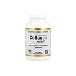 California Gold Nutrition, Péptidos de colágeno hidrolizado más vitaminaC, TipoIyIII, 250comprimidos