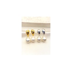 Arete Gota Perla Acero